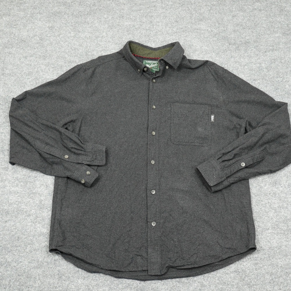Woolrich Shirt Men Large Gray Cotton Flannel Button Down Long Sleeve Outdoor